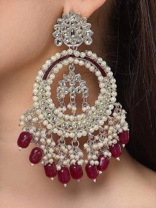 ER44MAROON Cubic Zirconia Alloy Plug Earring