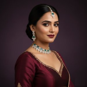 Emerald and American Choker Necklace Set