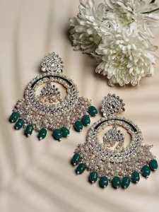 ER44GREEN Cubic Zirconia Alloy Plug Earring
