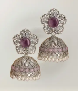 Elephant earrings Beads Metal Jhumki Earring