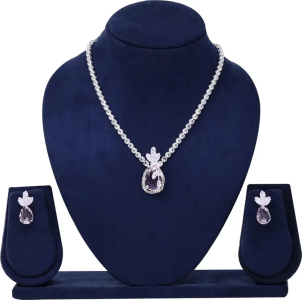 Alloy Silver Pink Jewel Set (Pack of 3)