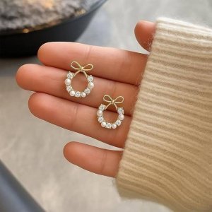 Combo of 4 Latest Design Korean Stud earrings Cubic Zirconia Alloy Stud Earring Aquamarine Alloy Chandbali Earring, Stud Earring