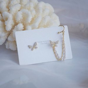 Korean Single Ear With Butterfly Stud s Metal Cuff Earring