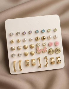 Pack of 20 Earring pairs earrings for girls earrings for kids Pearl Metal Stud Earring