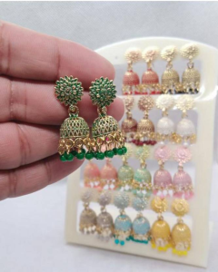 Colorful Jhumki Jhumka Oxidised Earrings  12 Pair