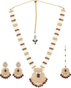 Brass, Alloy Maroon Jewel Set (Pack of 4)