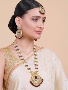 Brass, Alloy Maroon Jewel Set (Pack of 4)