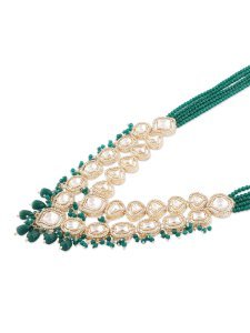 Gold-Plated Stone-Studded & Beaded Jewellery Set